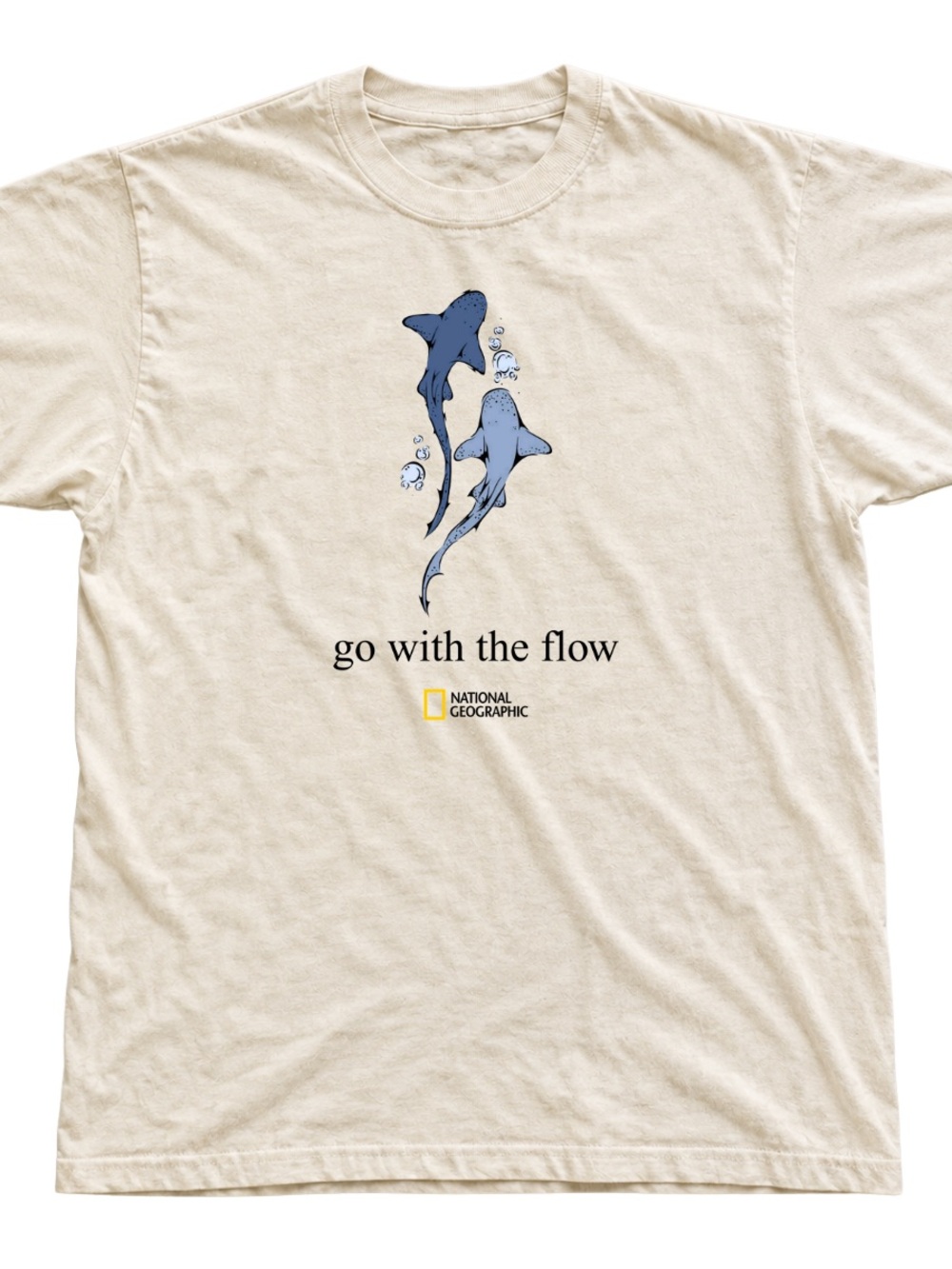 Unisex Tee Shirt | Off White T-Shirt with Blue Dolphin Graphic